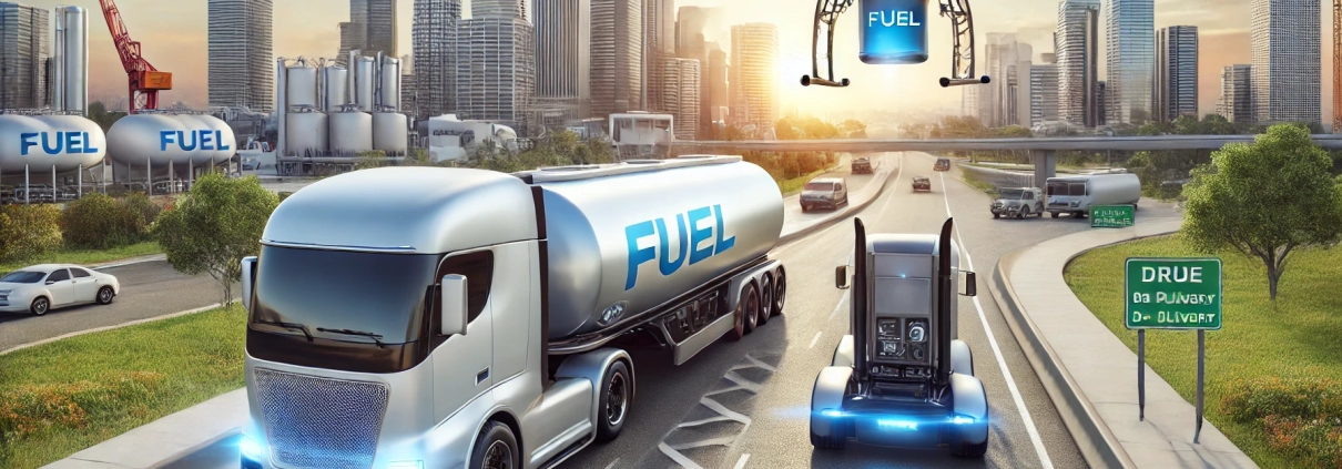 HD image illustrating the concept of autonomous fuel delivery and logistics innovation.